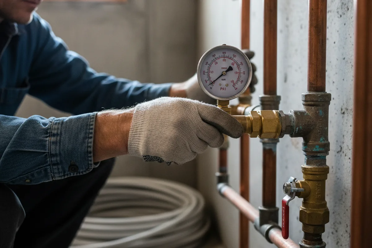 Pressure testing a repaired line during Water Line Repair in Mukwonago